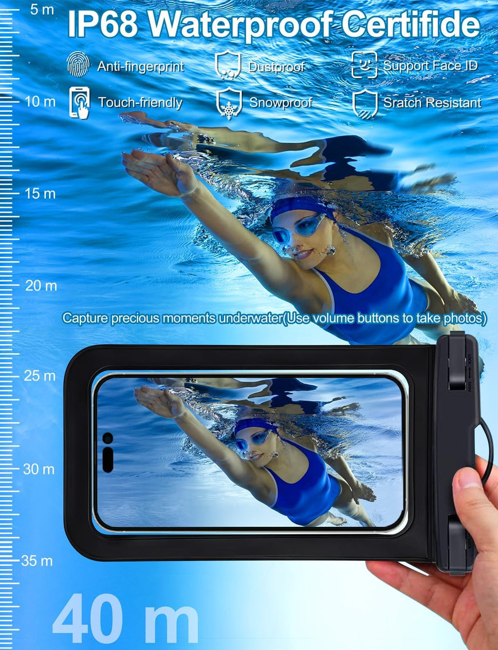Waterproof Phone Pouch,3 Pack Multicolor Cell Phone Waterproof Case Dry Bag,Protection Level: Ip68,Beach Cruise for Apple Iphone,Samsung,And More,Lanyard Included,(Fits up to 8.3”),Red,Purple,Yellow