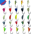 24Pcs Ice Fishing Jigs for Panfish Crappie Sunfish Walleye Ice Fishing Jig Box Gear Accessories Ice Fishing Tackle Box Set