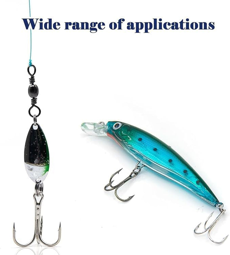 Fishing Treble Hooks Kit - High Carbon Steel 50Pcs Mixed Treble Hooks Size 2/4/6/8/10 | Sharp Fish Hooks for Saltwater & Freshwater Fishing | Durable Fishing Hooks for Lures, Baits