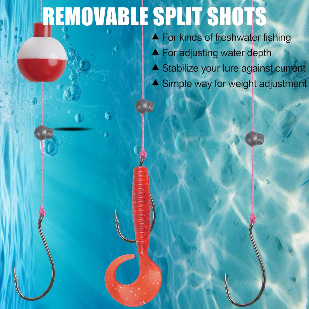 Split Shot Fishing Weight 110Pcs Fishing Weights Sinkers Removable Clip on Fly Fish Line round Lead Weights for Bass Trout Walleye