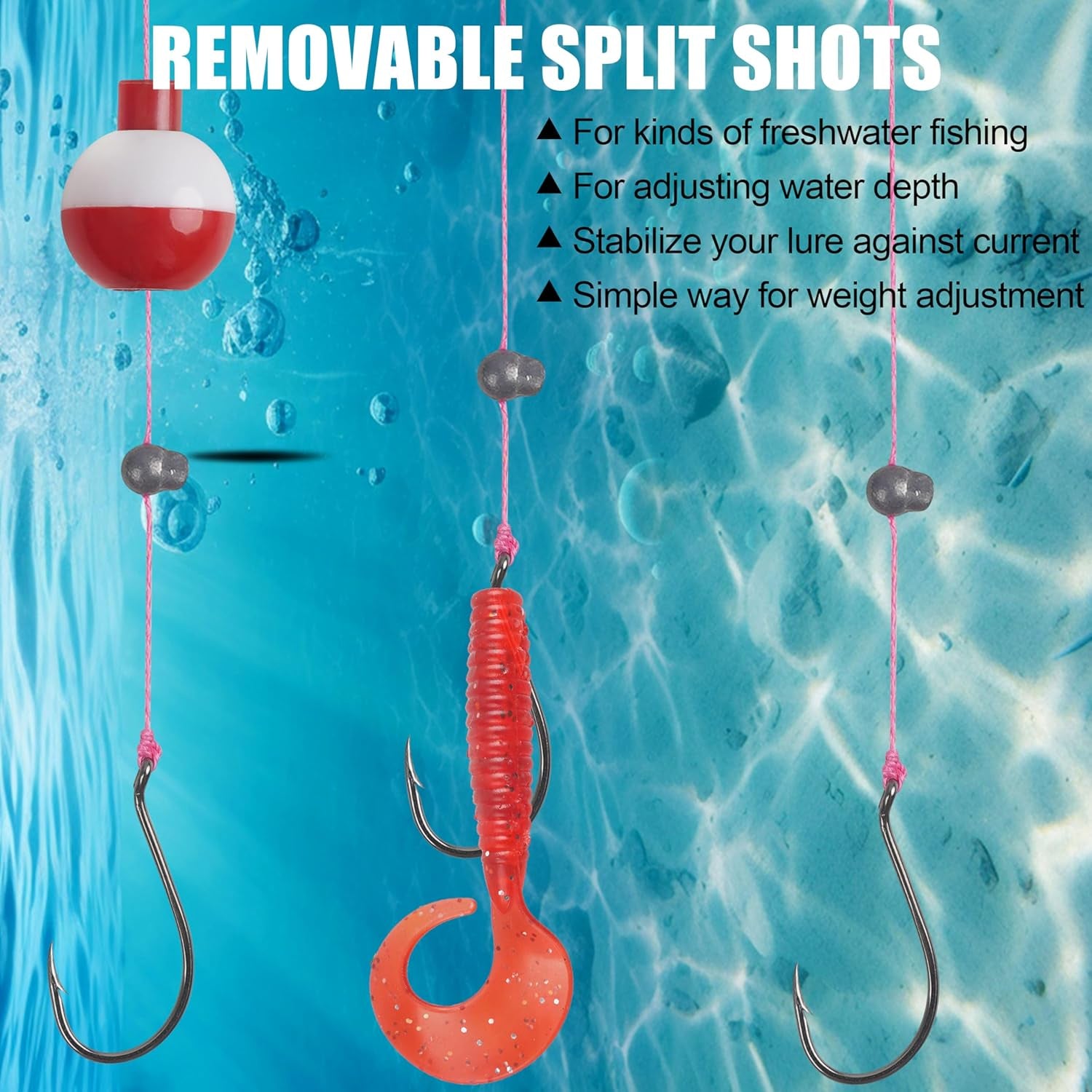 Split Shot Fishing Weight 110Pcs Fishing Weights Sinkers Removable Clip on Fly Fish Line round Lead Weights for Bass Trout Walleye