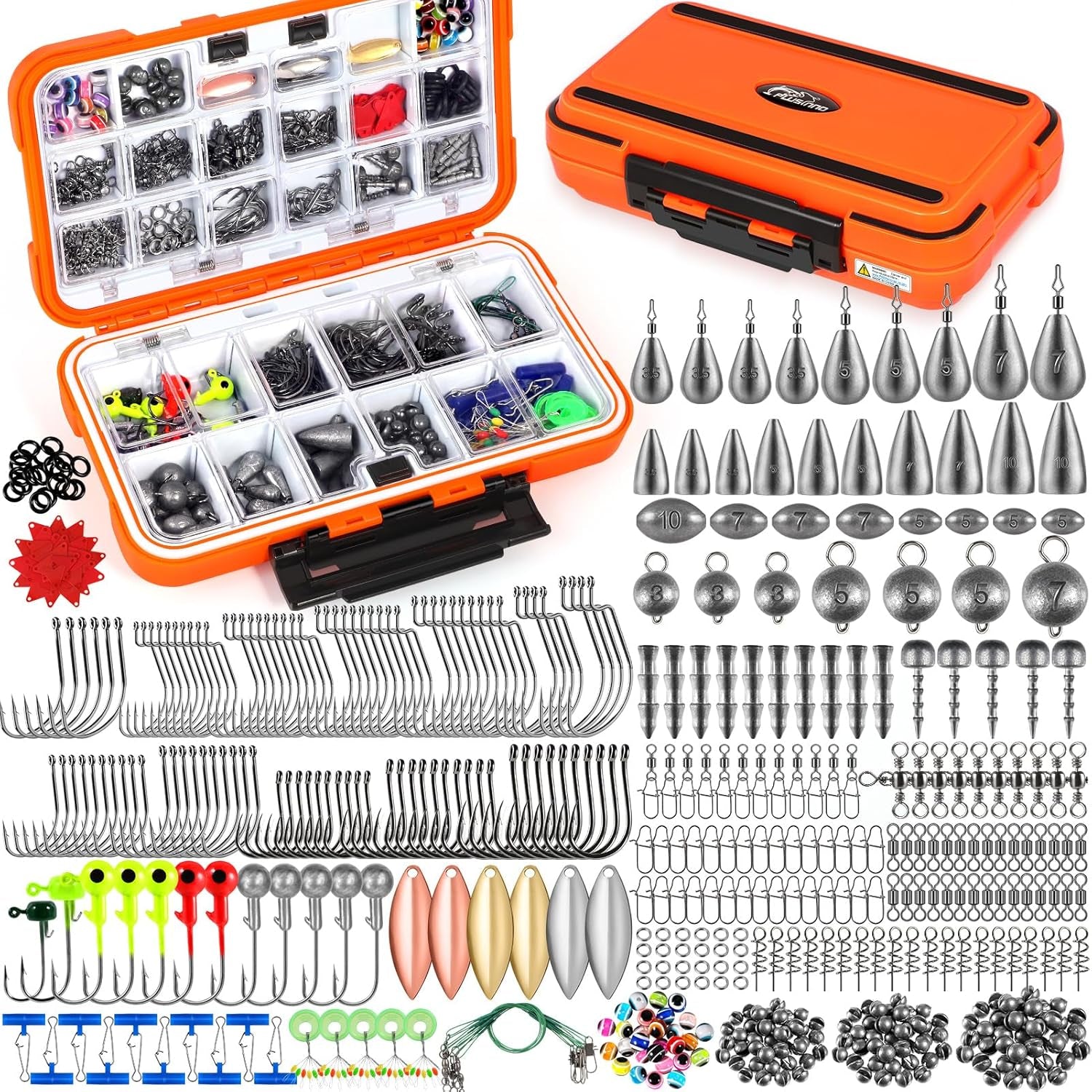 Fishing Gear Accessories Kit, 449PCS Fishing Tackle Box with Tackle Included, Fishing Hooks, Fishing Weights Sinkers, Jig Heads, Fishing Tackle Set Equipment for Bass Trout, Gifts for Men