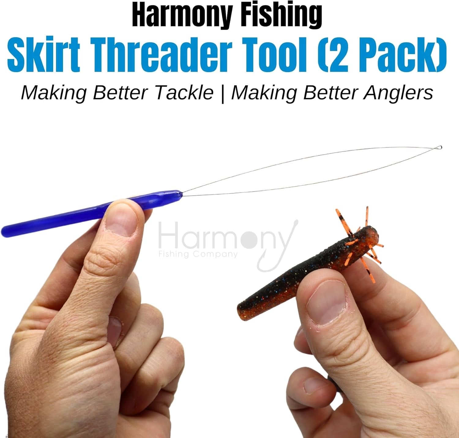 Harmony Fishing – Skirt Threader Tool (2-Pack + 8 Silicone Skirts) - Create Custom Fuzzy Dice Style Bass Baits