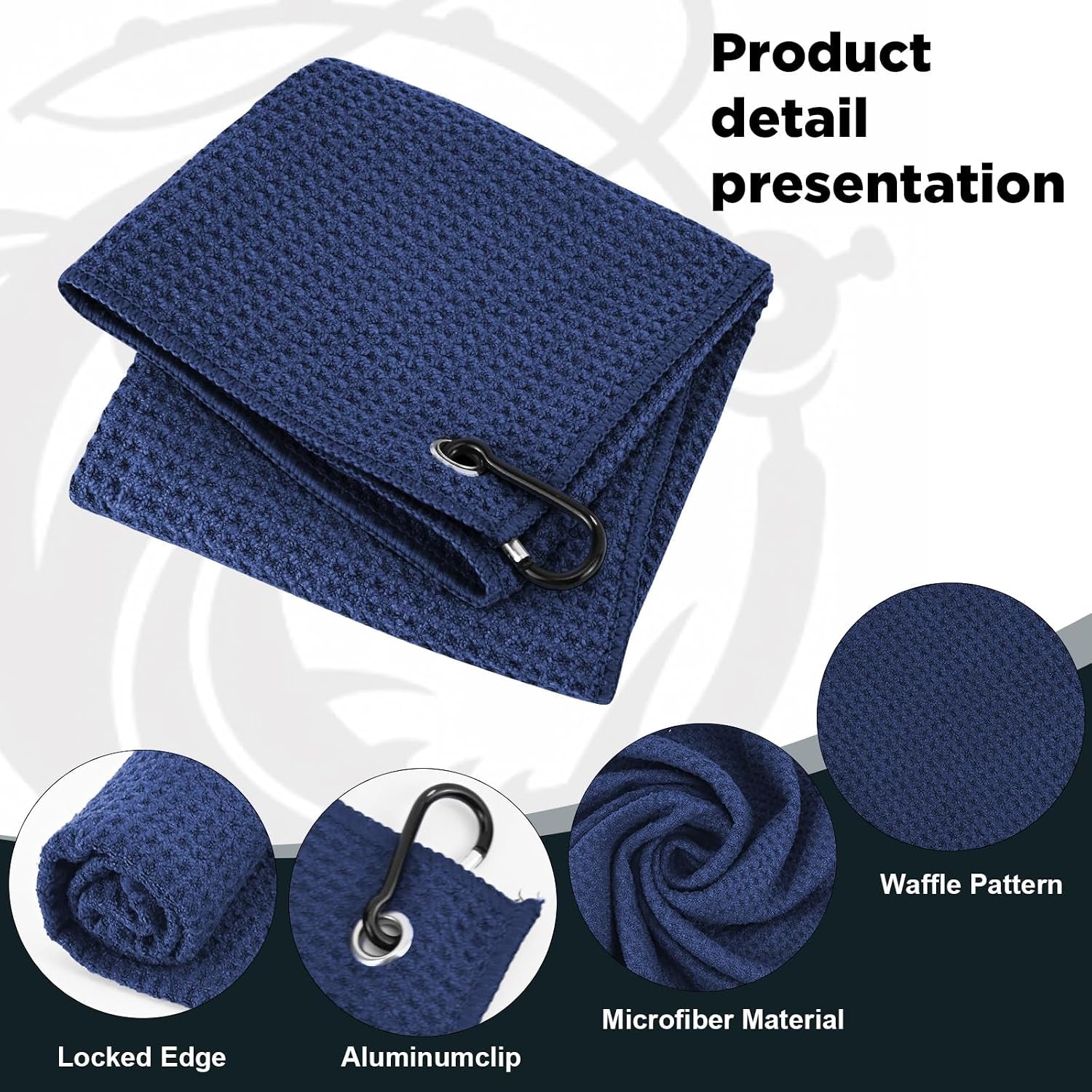 3 Pack Microfiber Fishing Towels with Clip, 16" X 16", Waffle Pattern for Effective Cleaning of Fishing Gears or Dirty Hands, Perfect for Camping Towels and Hiking Towles (Blue, 16"X16")
