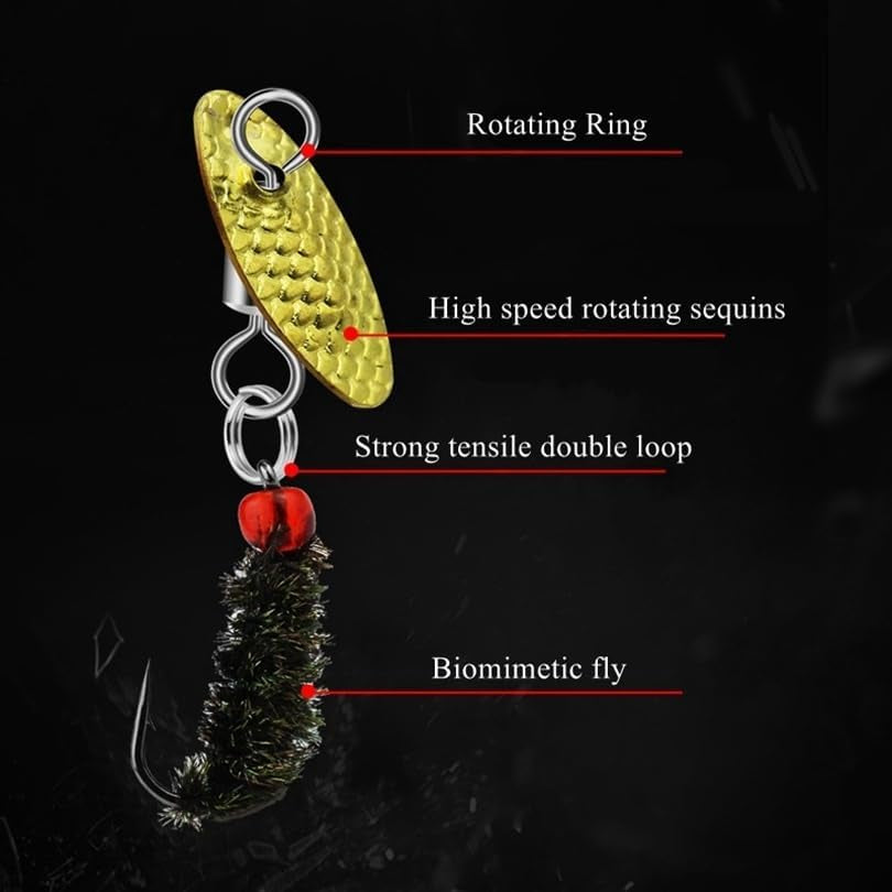 Fly Fishing Fly Kit, Handmade Fly Fishing Lures Dry Fly Wet Fly, Spinners Bait Fishing Spinners Lures Hook for Bass Salmon Trout Pike (10Pcs)