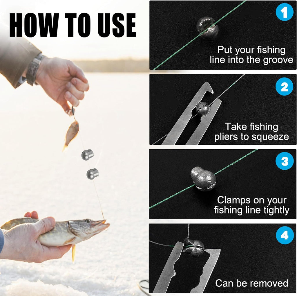 Split Shot Fishing Weight 110Pcs Fishing Weights Sinkers Removable Clip on Fly Fish Line round Lead Weights for Bass Trout Walleye