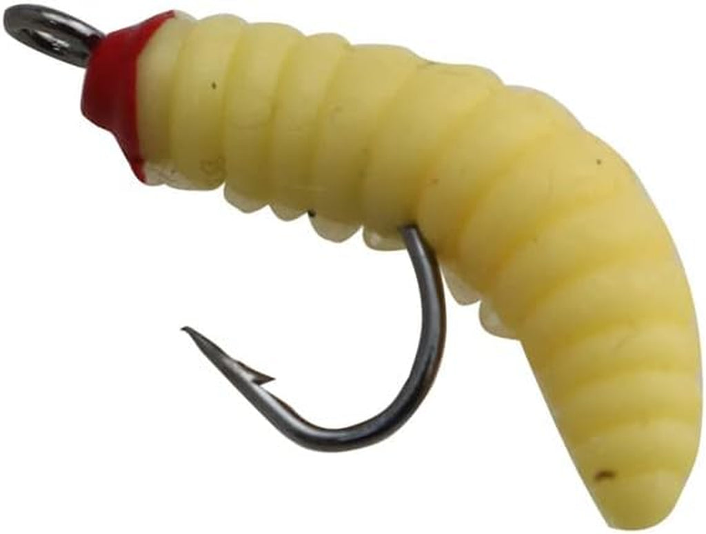 10Pcs Maggots Fishing Bait - Beige Fake Maggots - Soft Bait - Trout, Crappie, Pan Fish Fly Fishing