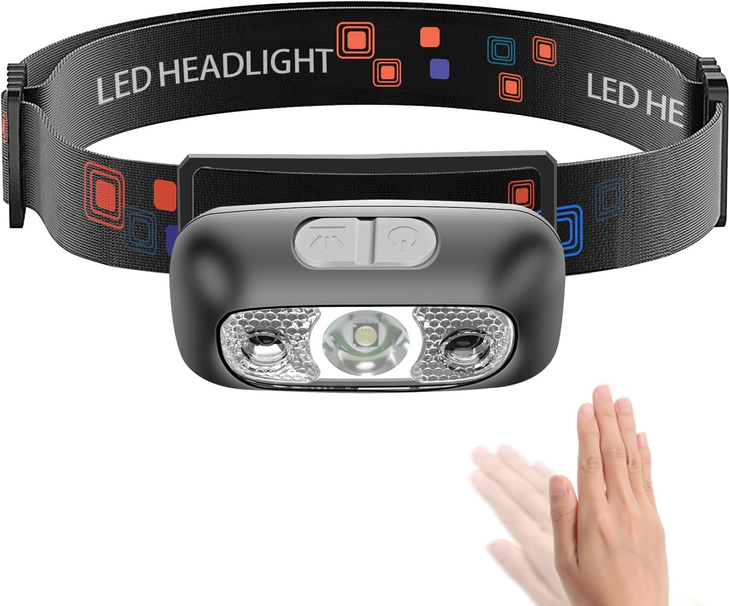 Headlamp, USB-C Rechargeable,90-Degree Adjustable,Flashlight with Motion Sensor,Waterproof Lightweight 42G,Bright Headlamps for Running,Camping,Running (Small)