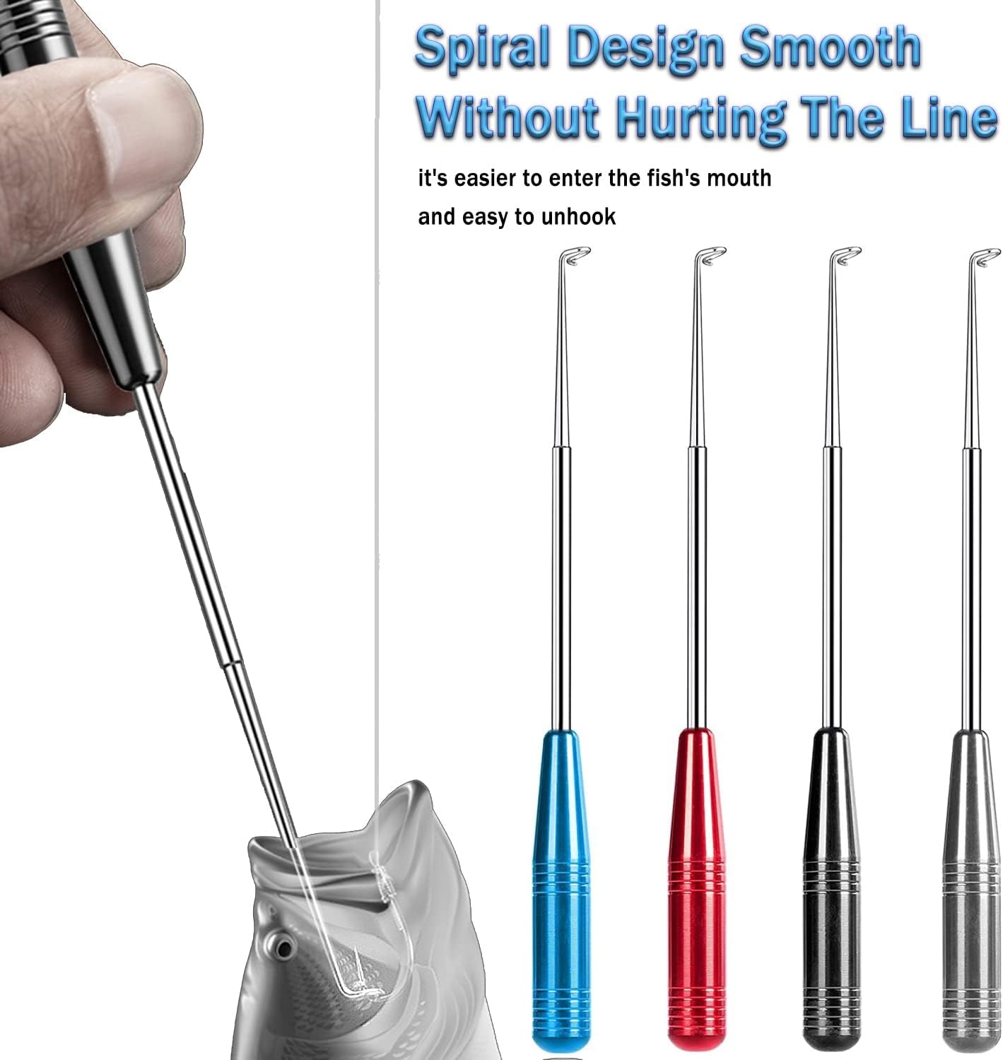 Fish Hook Remover Tool, Fishing Hook Quick Removal Descending Device, Fishing Gear Security Equipment Kits for Adult, Hook Extractor Accessories Detacher Tools with 4PCS Storage Tube
