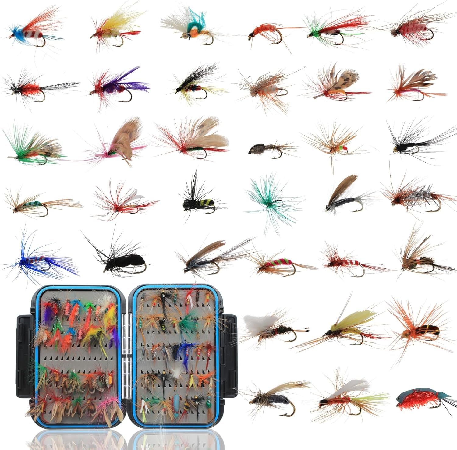 Fly Fishing Kit with Tackle Dry/Wet Fly Handcrafted Lures, Streamer for Trout, Bass, Salmon