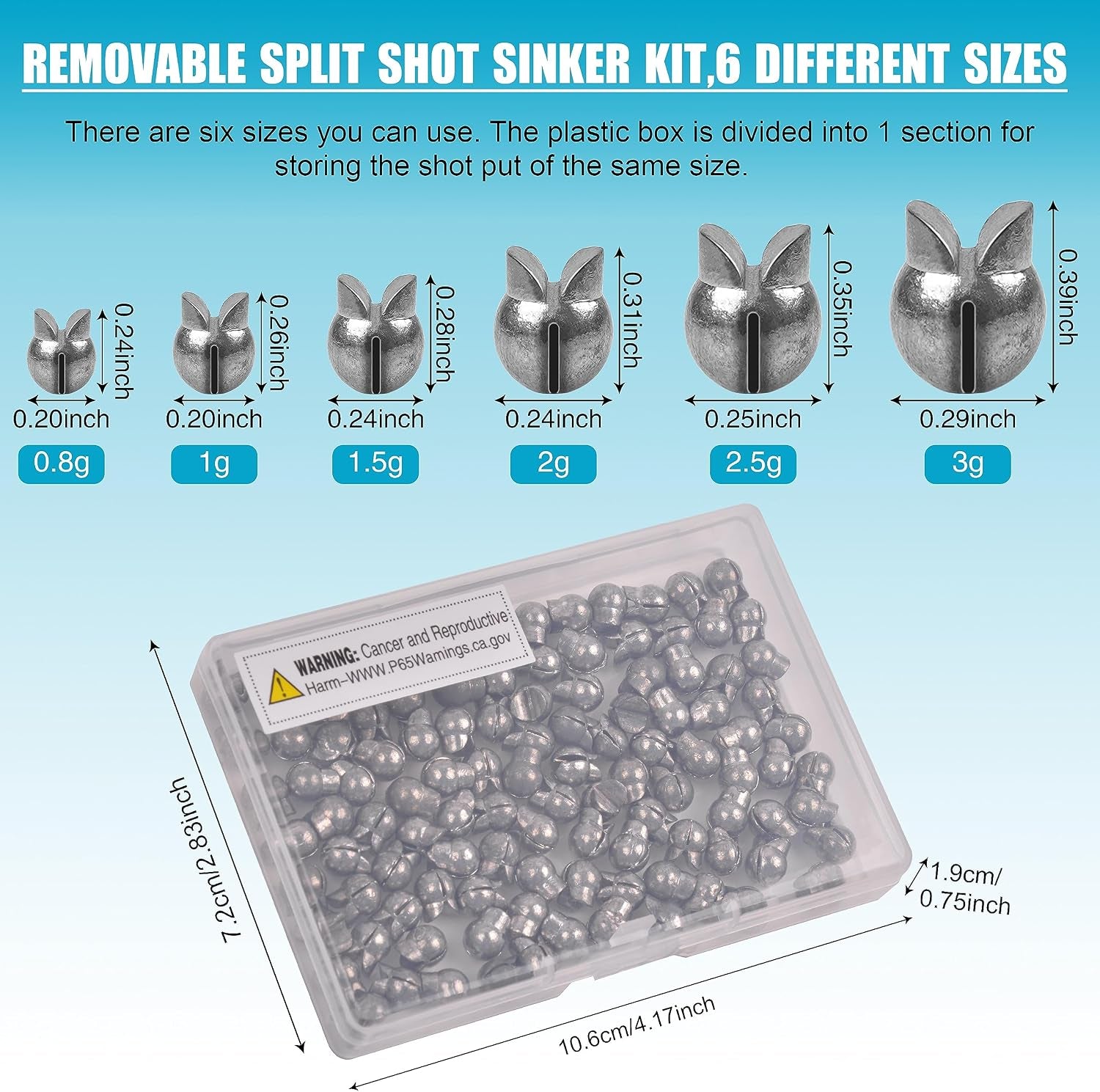 Split Shot Fishing Weight 110Pcs Fishing Weights Sinkers Removable Clip on Fly Fish Line round Lead Weights for Bass Trout Walleye