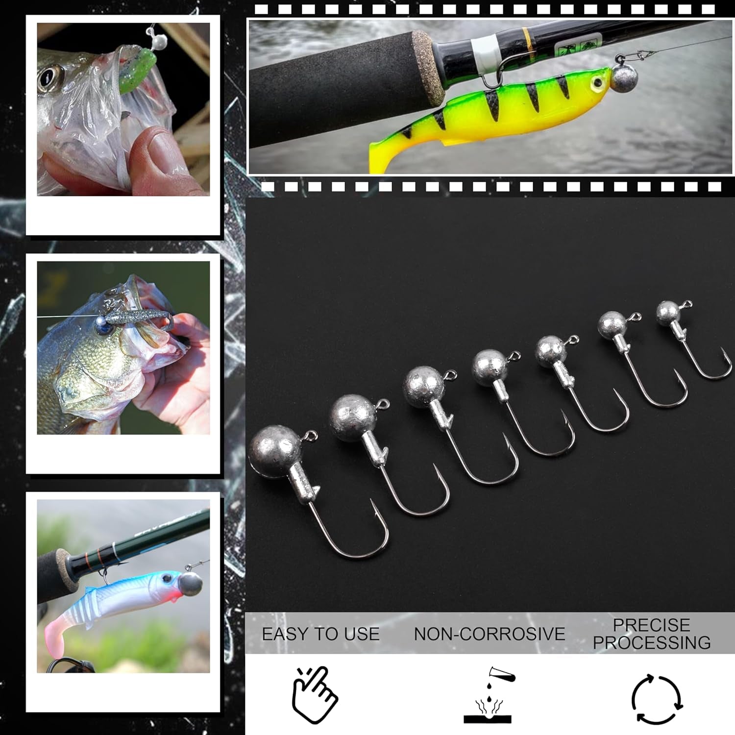 Jig Heads Fishing Hooks Set,Unpainted Jig Heads round Ball Crappie Jigs Sharp Swimbait Jig Heads for Bass Trout Crappie Walleye Saltwater Freshwater Fishing