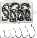 Worm Hooks for Bass Fishing Hooks, 110Pcs Bass Hooks Fishing, 6 Sizes Fishing Hooks Freshwater, Eagle Claw Hooks #1 1/0 2/0 3/0 4/0 5/0 Black High Carbon Steel with Portable Plastic Box