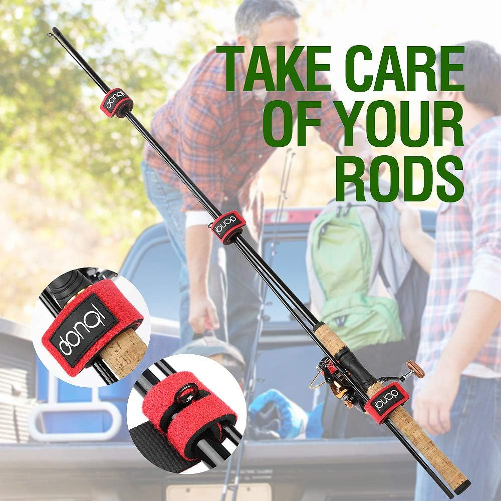 Fishing Pole Straps Belt Fishing Rod Ties Stretchy Rod Straps Fishing Rod Belt Holders for Casting Rods (3Colors,6Pcs)