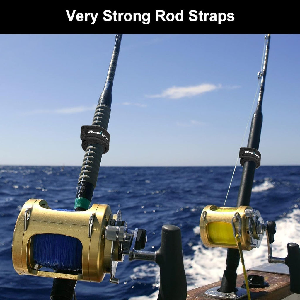 8 Pcs Fishing Rod Straps Adjustable Neoprene Ties Elastic Fishing Rod Tackle Belt Ties Casting Rod Straps for Fixed Casting Rods & Spinning Rods & Fly Rods Wrap Protectors