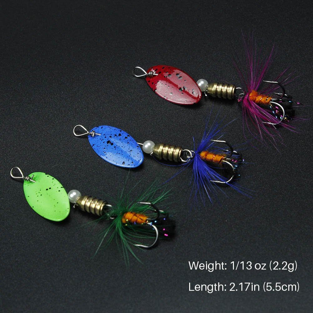 10Pcs Spinner Lures Baits with Tackle Box, Bass Trout Salmon Hard Metal Rooster Tail Fishing Lures Kit