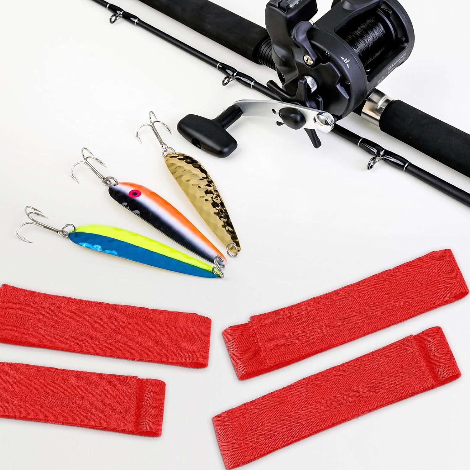 4 Pcs Fishing Rod Straps for Boat Deck 28.1'' Nylon Rod Straps( up to 5) with 24 Screws Secure for Fishing Boat Accessories