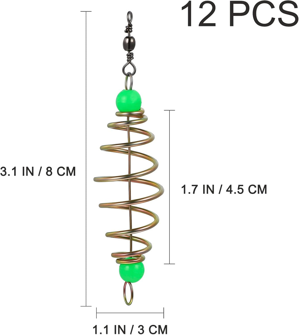 12PCS Luminous Carp Fishing Feeder, Bait Thrower, Fishing Feeder Bait Cage, Lures Cage Basket Minnow Baits