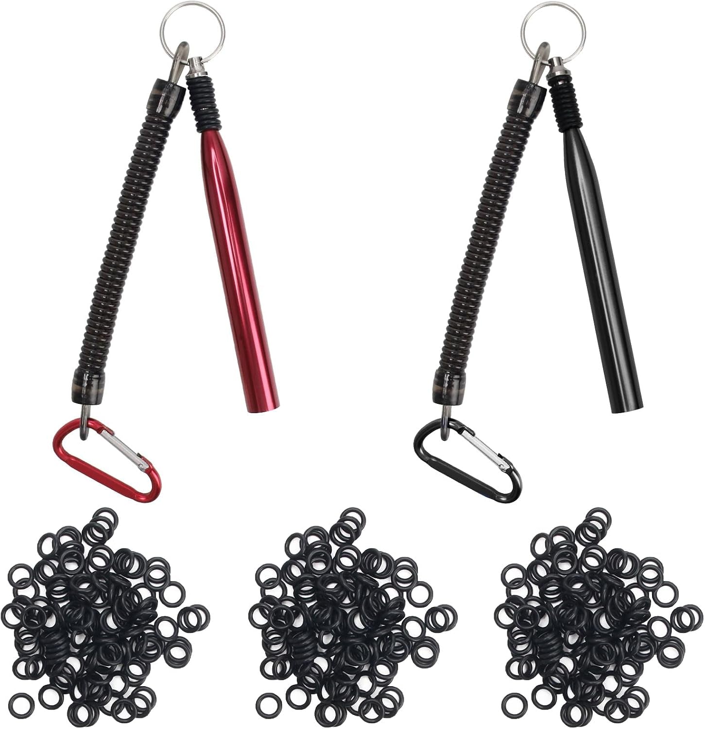 Wacky Rig Tools 2 Pcs with 320 Pcs Wacky O-Rings,  Wacky Worm Tools for Fishing Worm Rig Kits Fishing Rigging Utensil for Clip Baits Utensil with Keychain