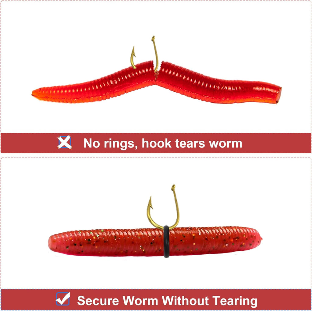 2 Pack Wacky Rig Tools and 200 PCS Worm O Rings, Wacky Worm Kit for Stick Soft Baits Wacky Fishing Rigging Tool