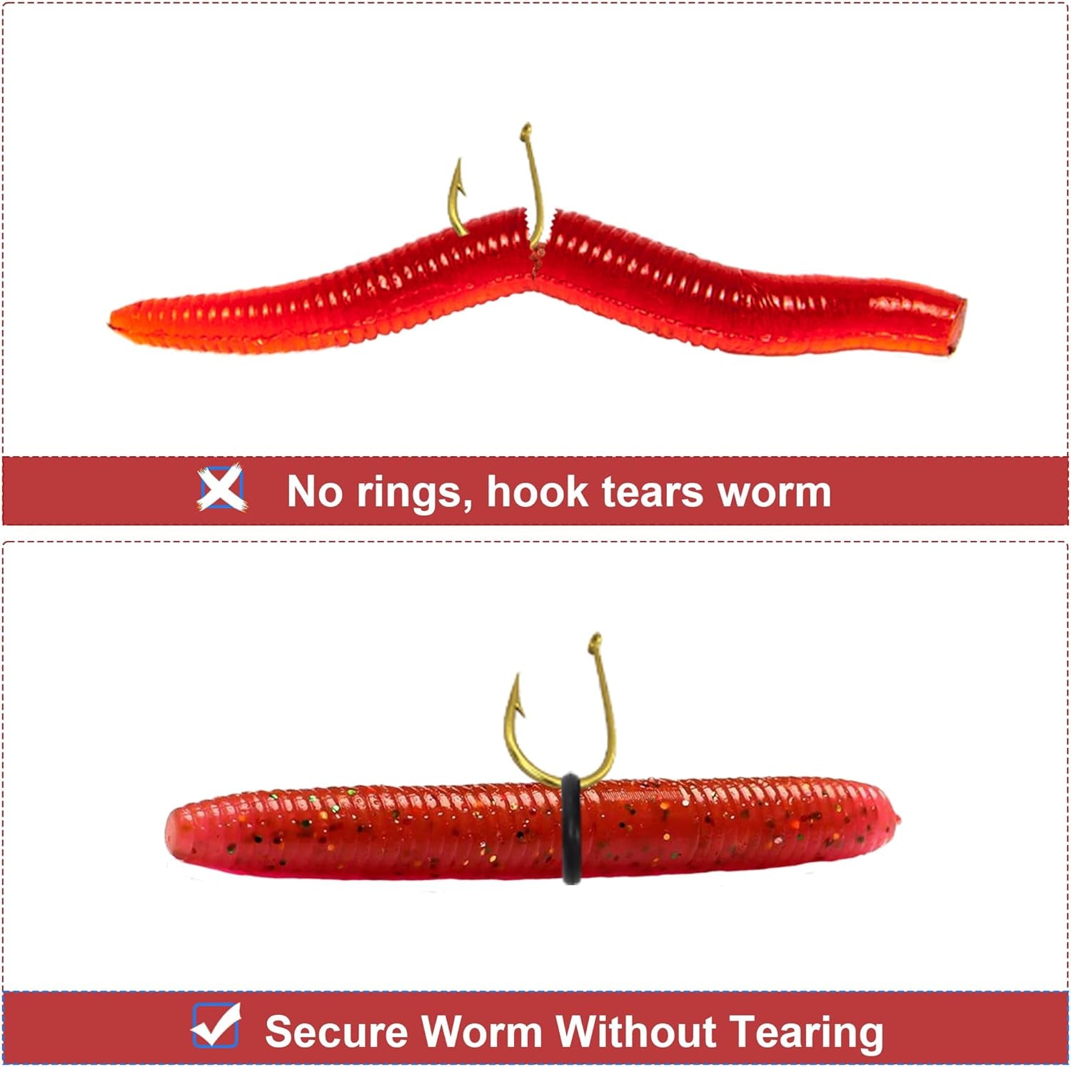 2 Pack Wacky Rig Tools and 200 PCS Worm O Rings, Wacky Worm Kit for Stick Soft Baits Wacky Fishing Rigging Tool