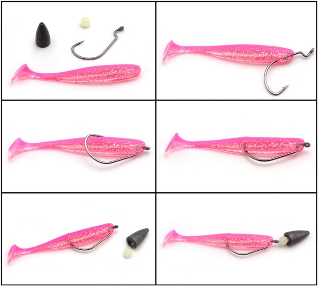 50Pcs Soft Fishing Lures, Plastic Fishing Baits & Tackle Box, Paddle Tail Swimbaits Soft Plastic Lures Kit for Bass Trout Walleye Crappie