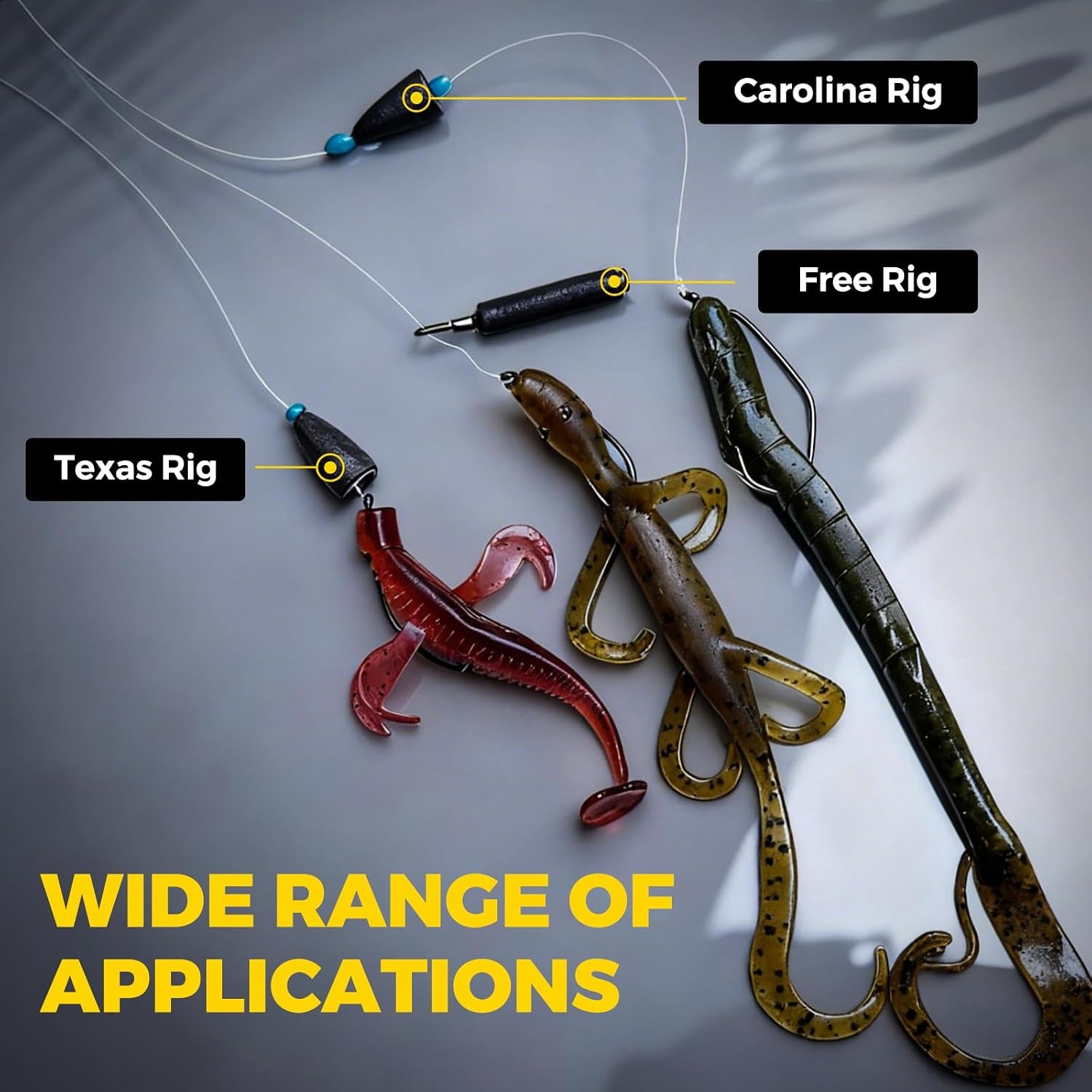Drop Shot Hooks, 100Pcs Improve EWG Worm Hooks, Bass Fishing Hooks for Freshwater and Saltwater, High Carbon Steel Texas Rig Hooks with Portable Plastic Box, Black