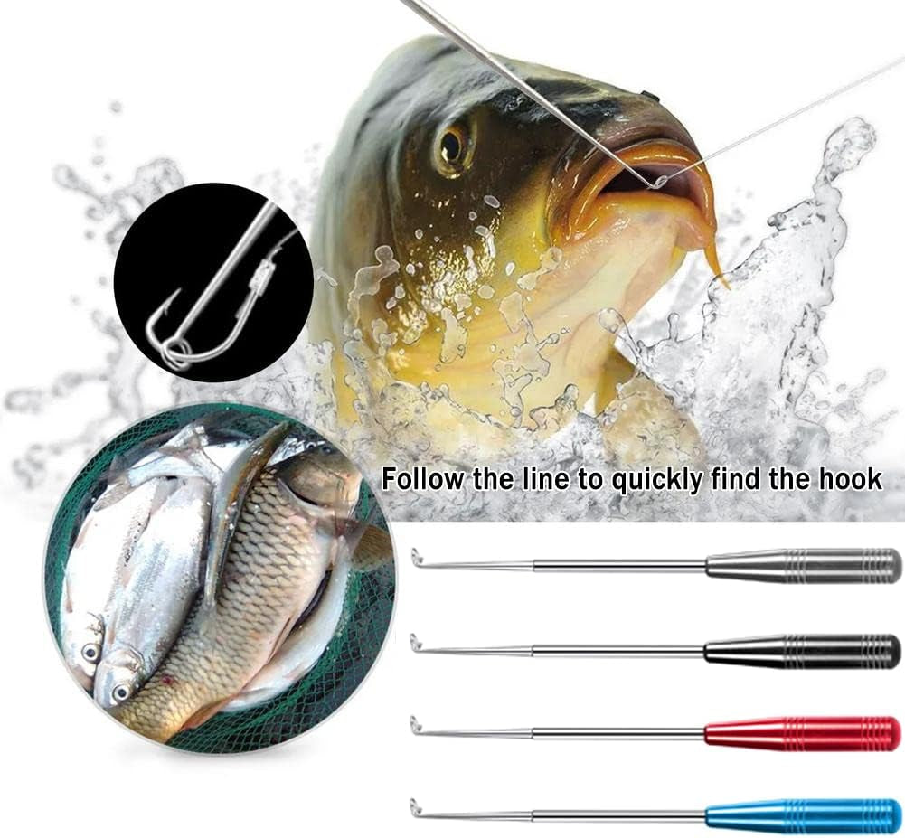 Fish Hook Remover Tool, Fishing Hook Quick Removal Descending Device, Fishing Gear Security Equipment Kits for Adult, Hook Extractor Accessories Detacher Tools with 4PCS Storage Tube