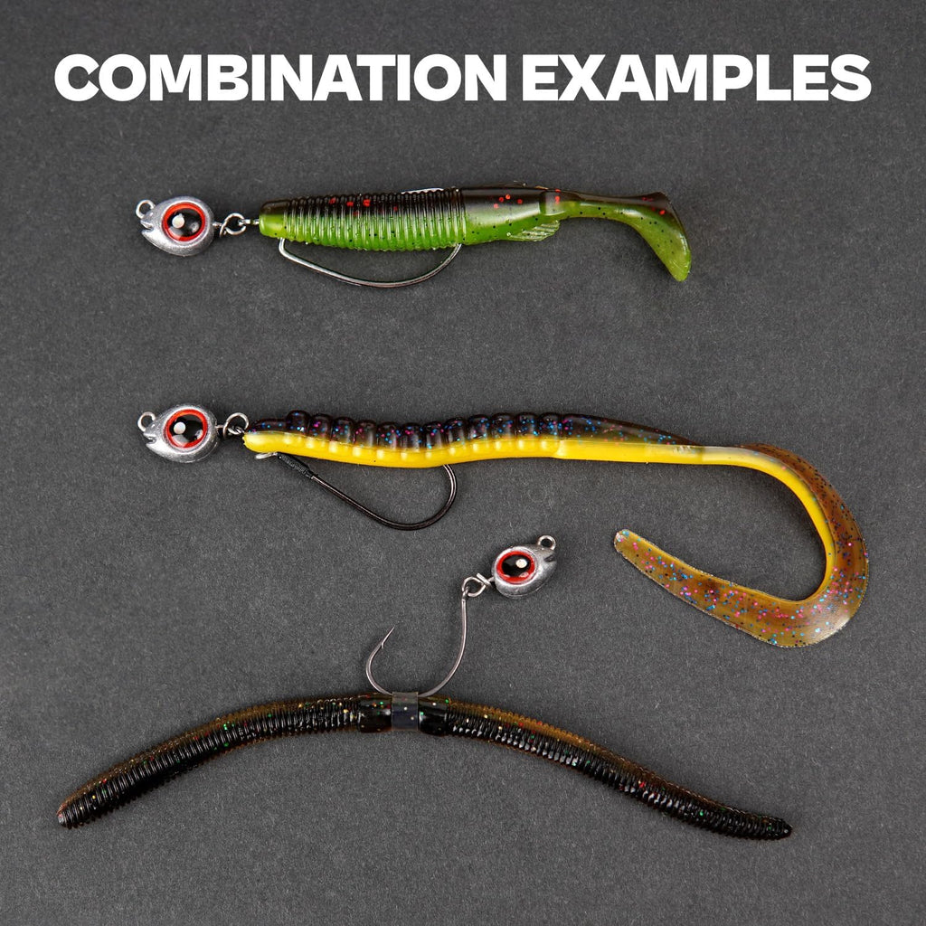 15-Sets Detachable Fish Head Swimbait Jig Heads - Weedless EWG Hooks Kit for Fishing (15 Fish Eye Weights + 15 Hooks)