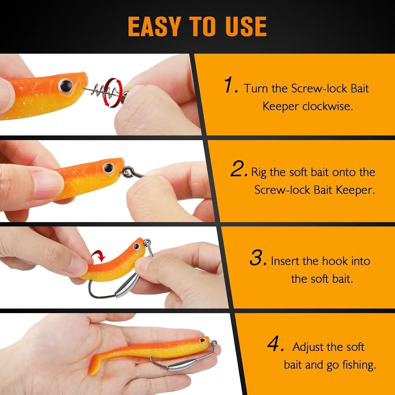 12PCS/44PCS Weighted Swimbait Hooks Weighted Fishing Hooks Saltwater Freshwater Worm Weedless Hooks for Bass Fishing 3/0 4/0 5/0