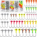 Fishing Jig Heads Hooks Set, 75Pcs Assorted round Jig Head Fishing Lures Crappie Jig Heads Hooks for Bass Trout Crappie Walleye Saltwater Freshwater Fishing Tackle