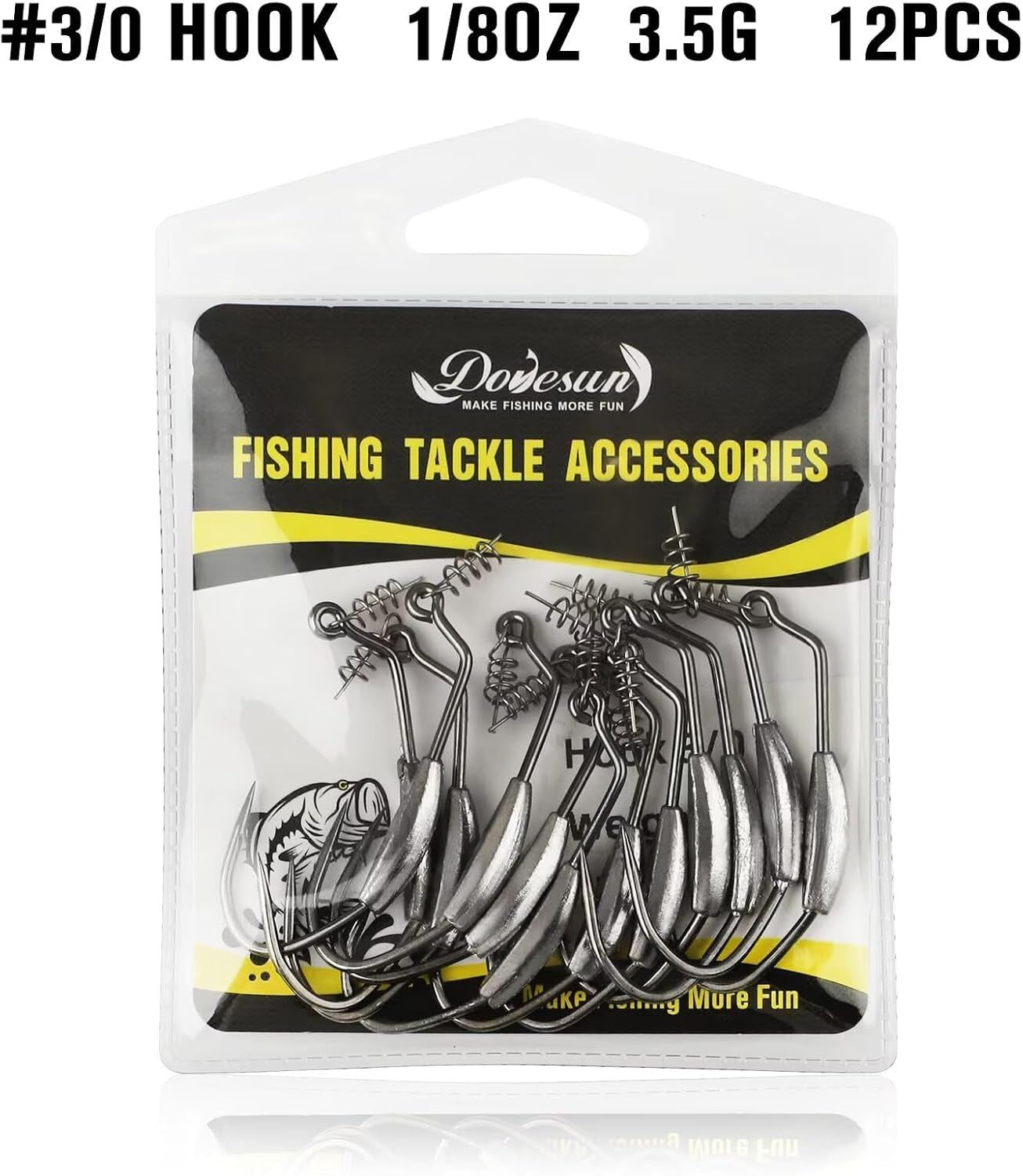 12PCS/44PCS Weighted Swimbait Hooks Weighted Fishing Hooks Saltwater Freshwater Worm Weedless Hooks for Bass Fishing 3/0 4/0 5/0